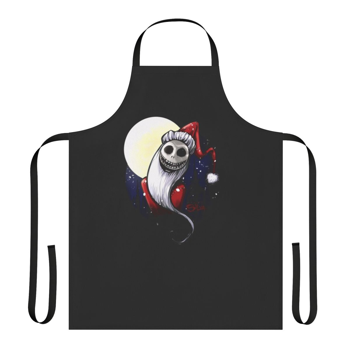 Festive Santa Jack Skellington apron with pumpkin king design