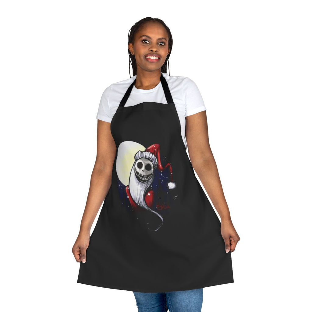 Festive Santa Jack Skellington apron with pumpkin king design