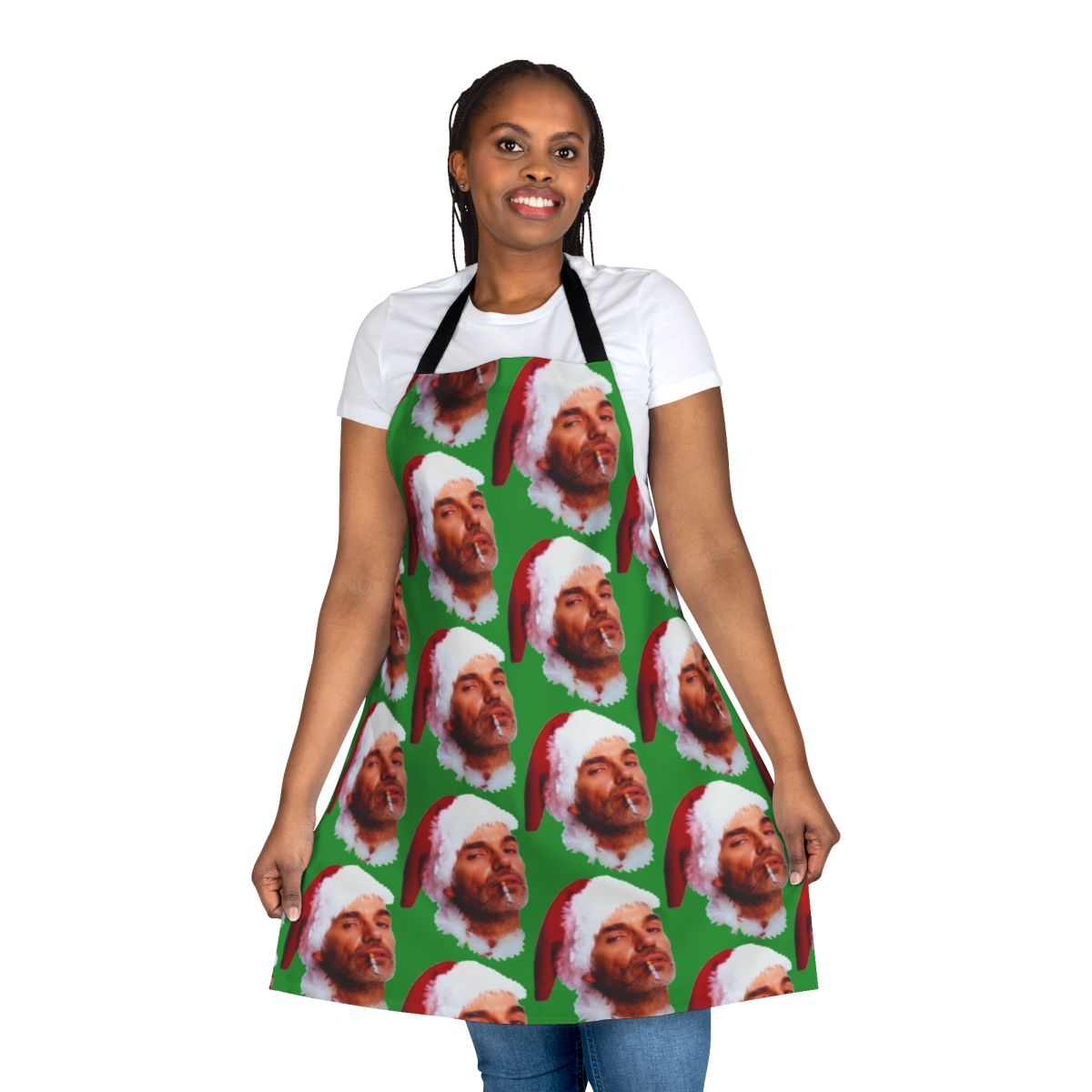 Funny smoking apron with a "Bad Santa" design for holiday parties and events