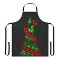 A colorful apron featuring a whimsical snake design, perfect for Christmas and winter celebrations.