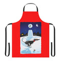 Snowman-themed apron with cartoon greyhound, lurcher, and whippet dogs