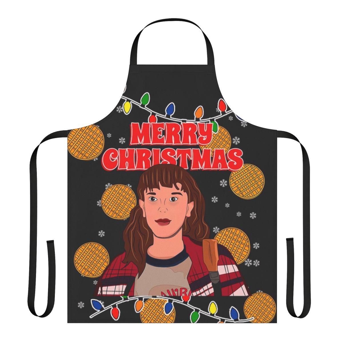 Festive stranger things-themed apron with holiday design
