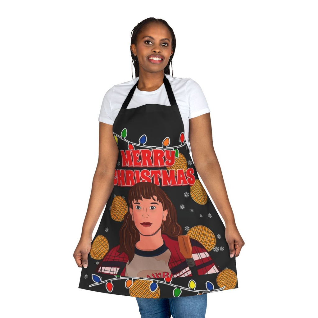 Festive stranger things-themed apron with holiday design