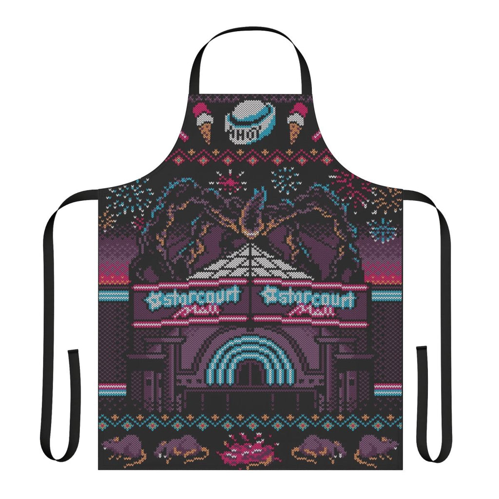 Stranger Things themed apron featuring an ugly Christmas sweater design
