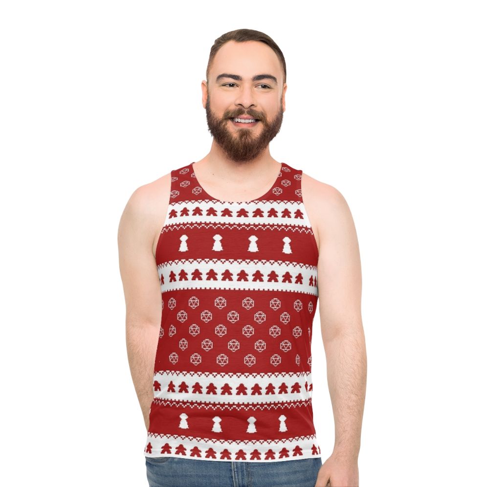 Christmas sweater tank top with board game and dice design