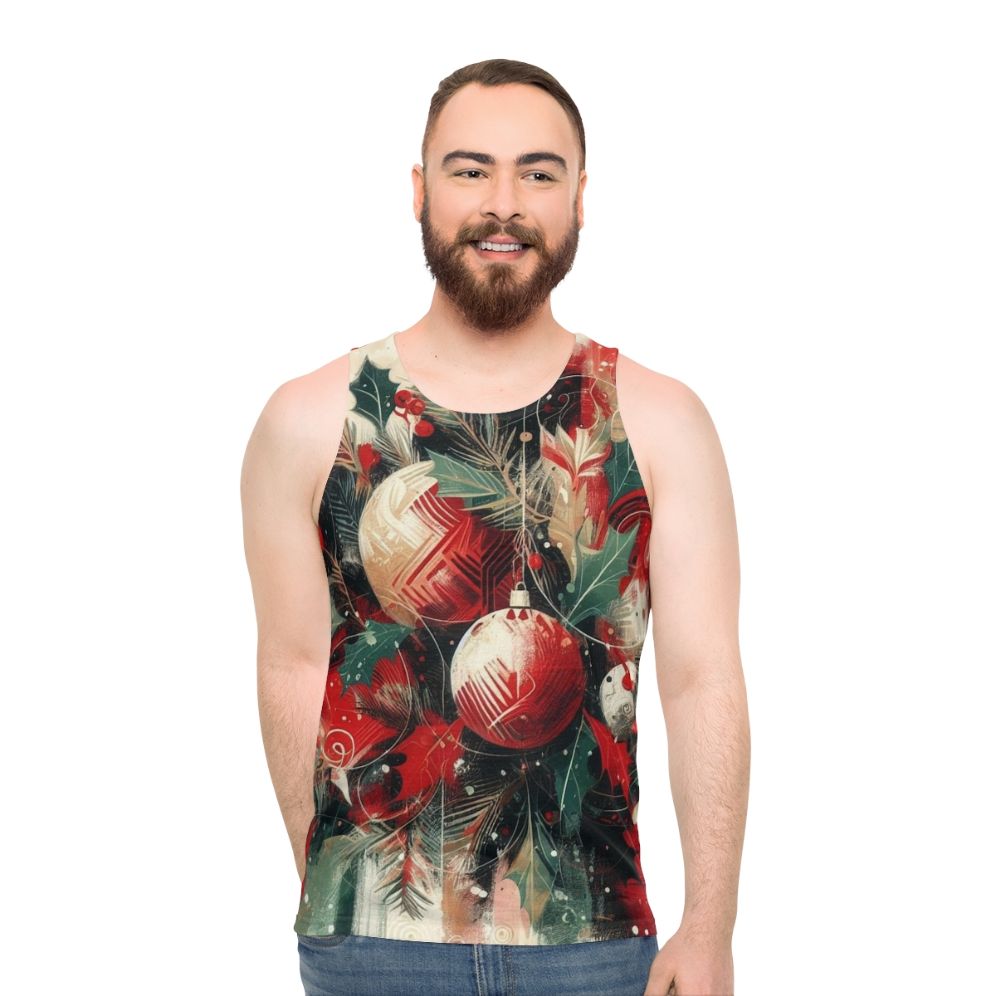 Unisex tank top with Christmas decorations design