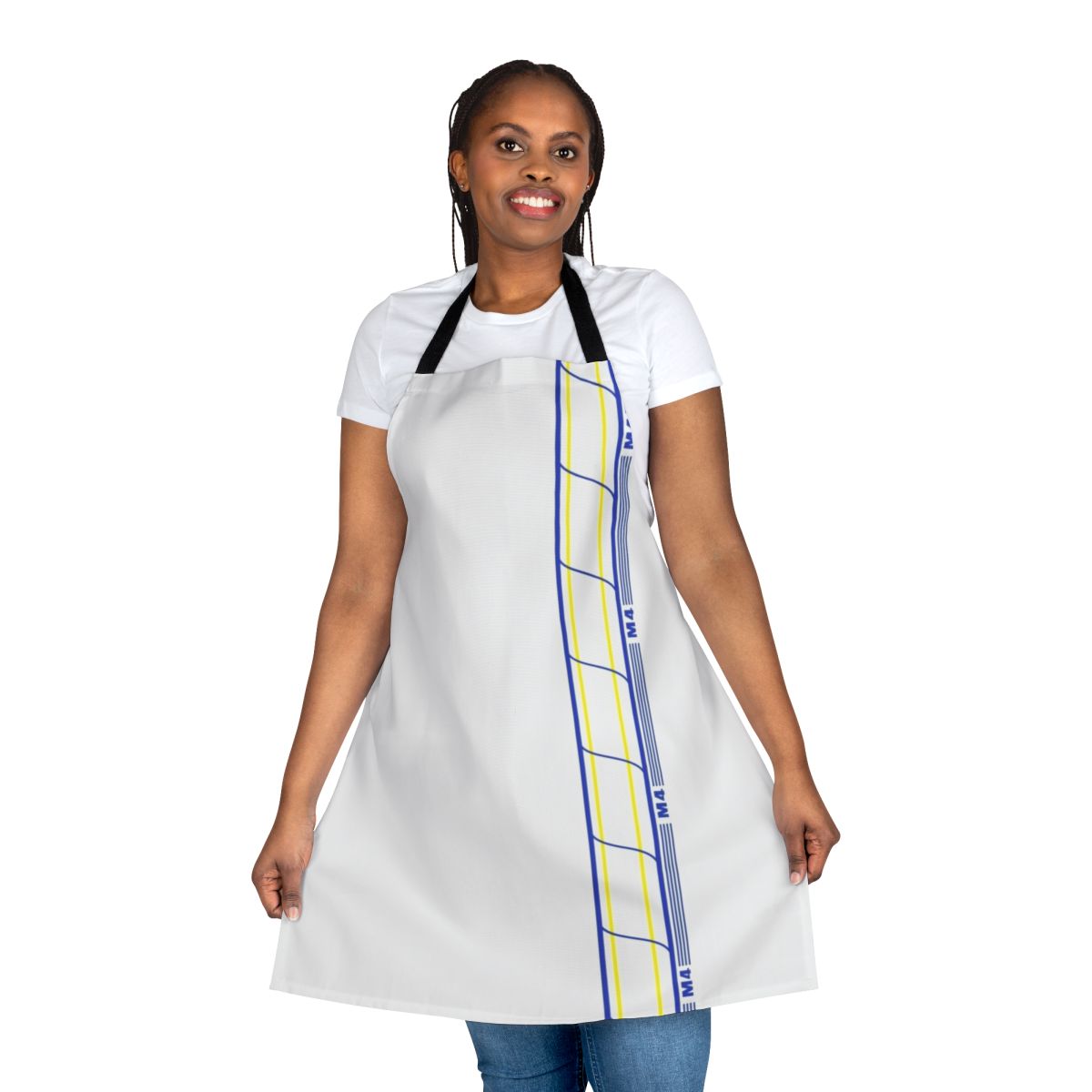 A diaper-style apron with a playful, humorous design for adult baby and pup play enthusiasts.