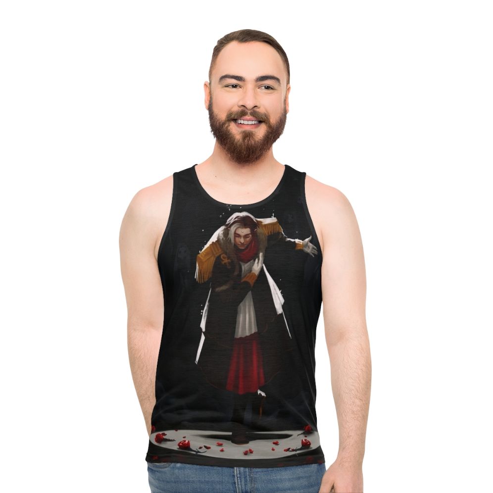 FFXIV Shadowbringers Unisex Tank Top with Rose Floral Design