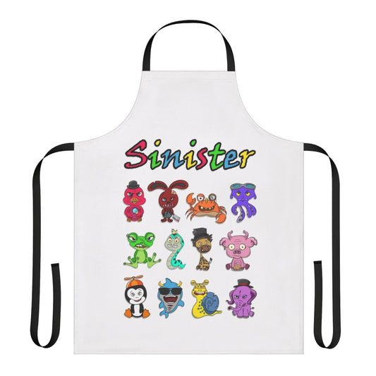 Sinister animals depicted in a cartoon style on a high-quality apron.