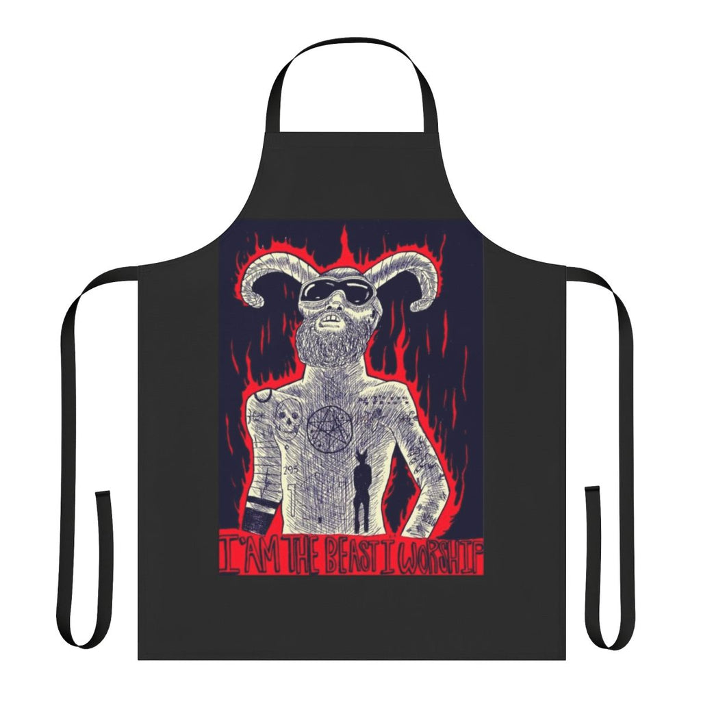 A high-quality apron featuring the text "I Am The Beast I Worship", inspired by the experimental music of Death Grips.