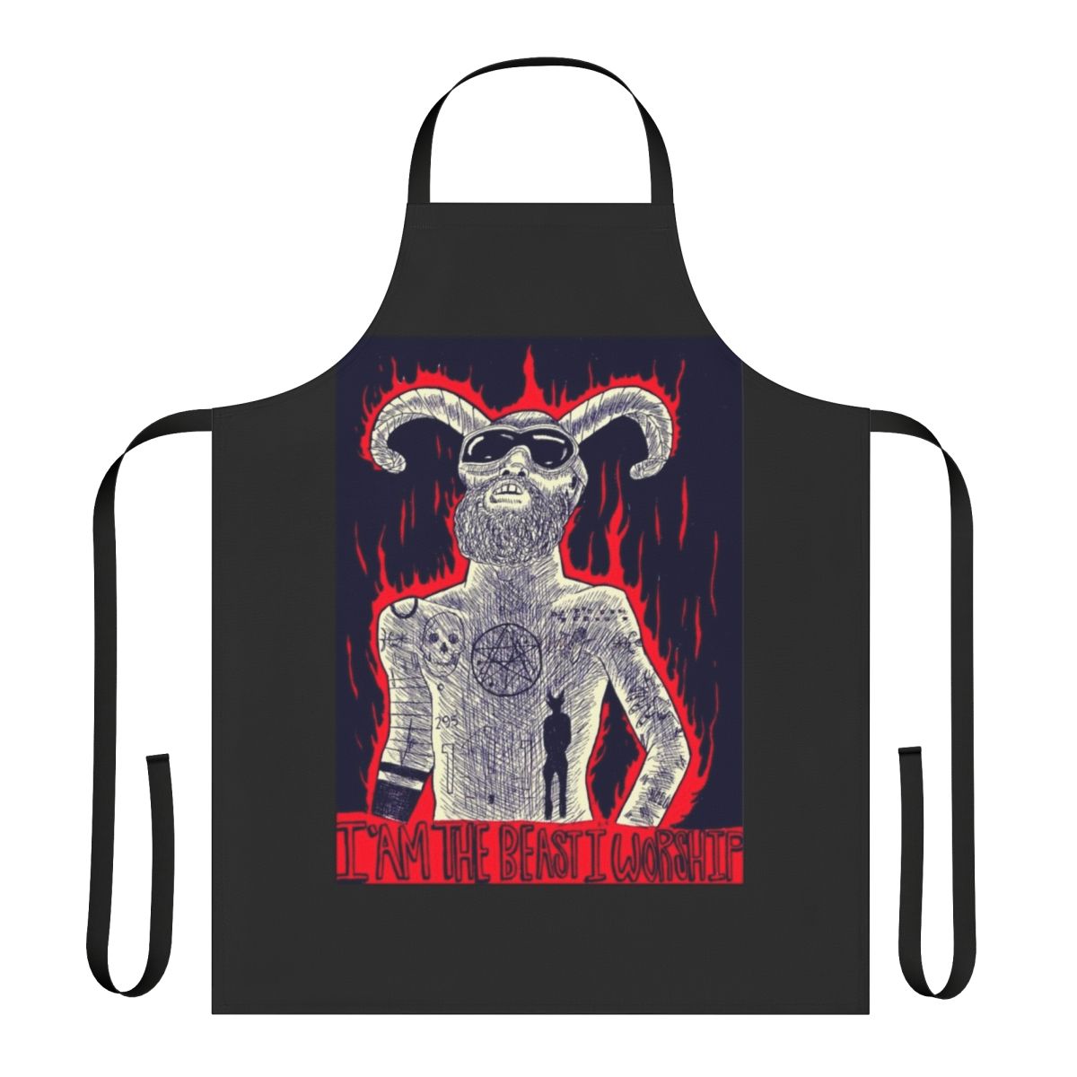 A high-quality apron featuring the text "I Am The Beast I Worship", inspired by the experimental music of Death Grips.