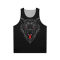 Fierce black wolf graphic on a unisex tank top
