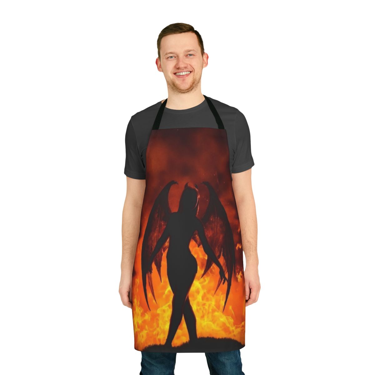 Fierce demon girl wearing an apron
