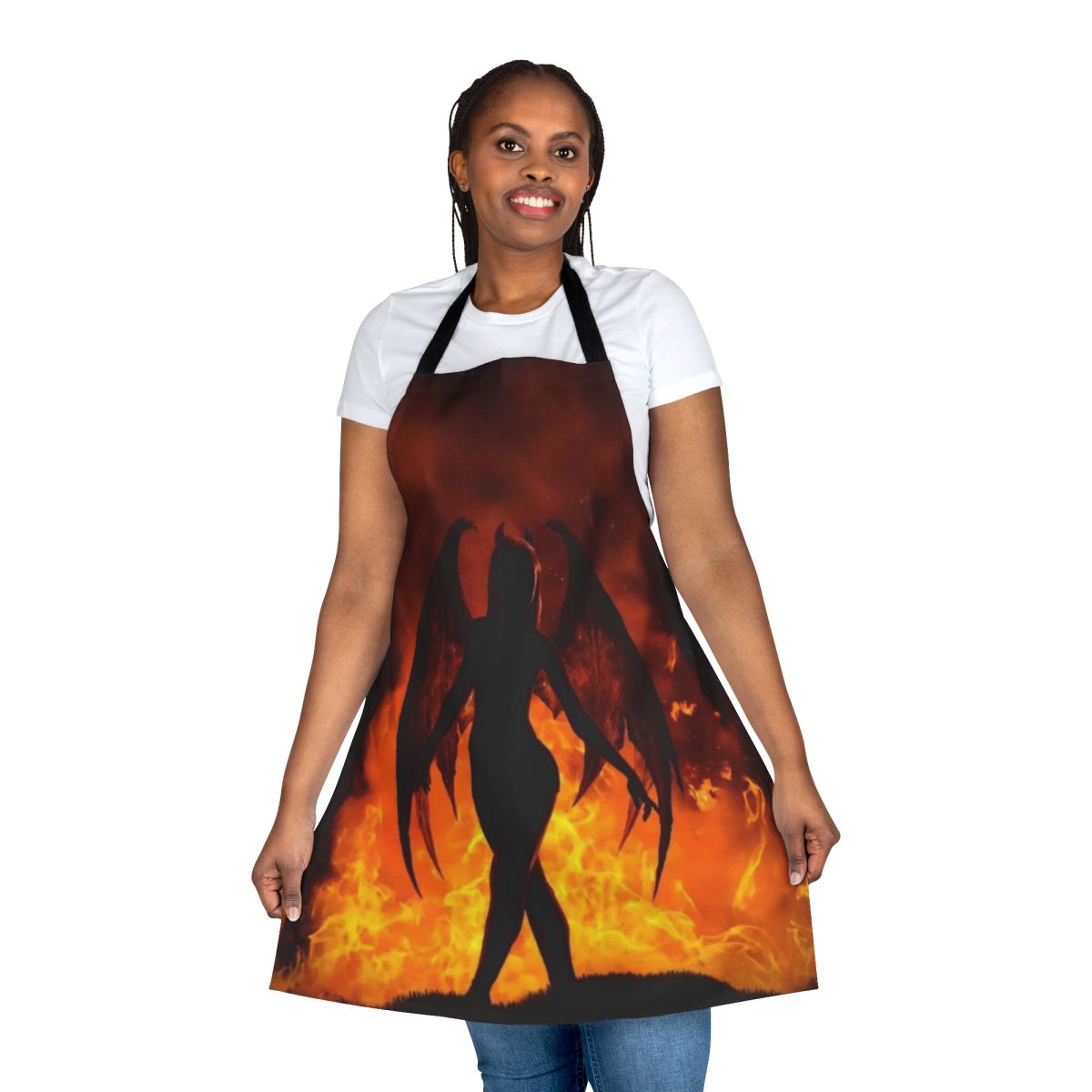 Fierce demon girl wearing an apron
