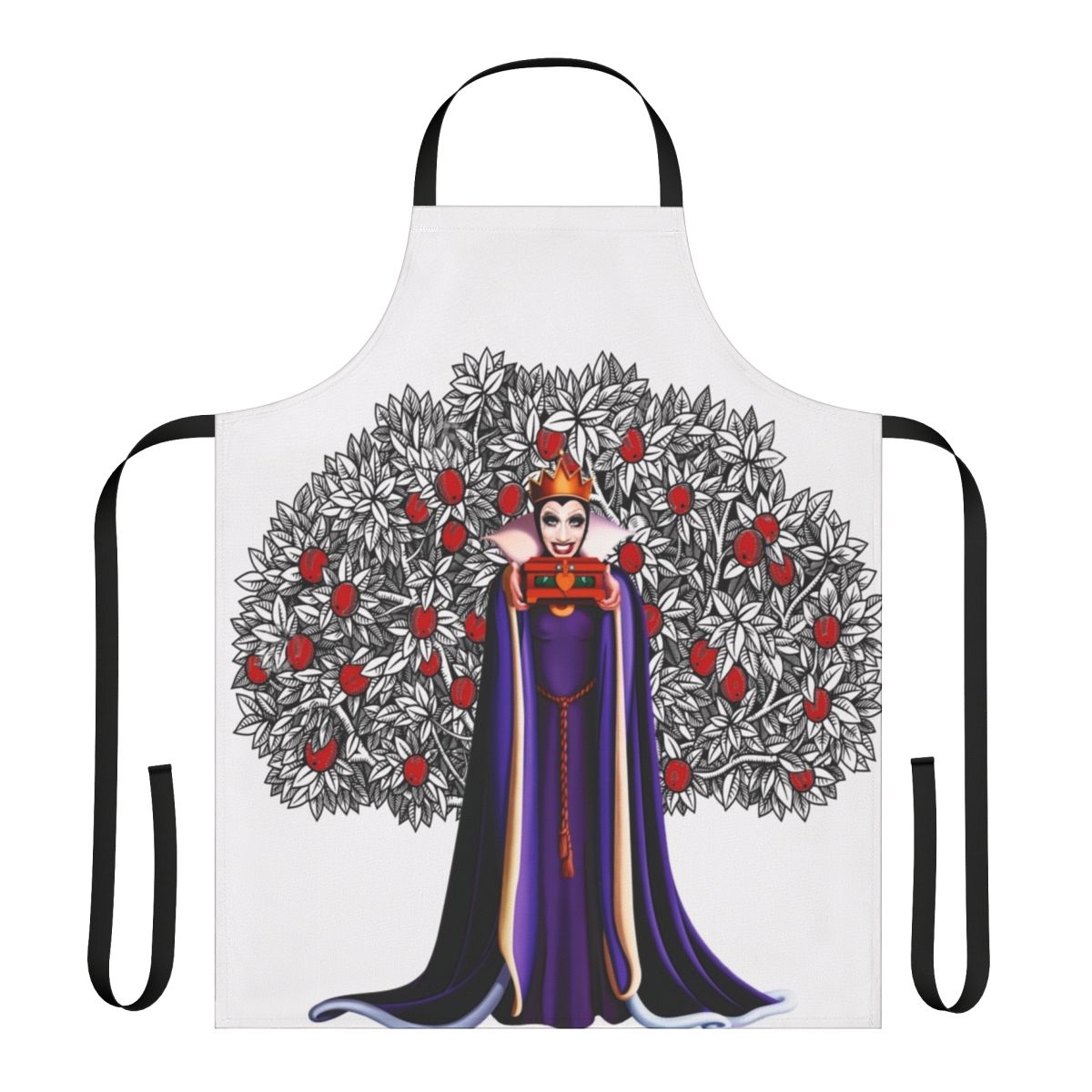 A stylized apron featuring the text "The True Evil Queen" in a bold font, inspired by Bianca Del Rio from RuPaul's Drag Race.