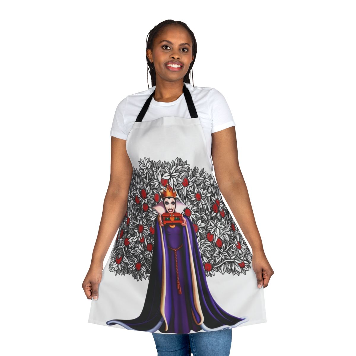 A stylized apron featuring the text "The True Evil Queen" in a bold font, inspired by Bianca Del Rio from RuPaul's Drag Race.