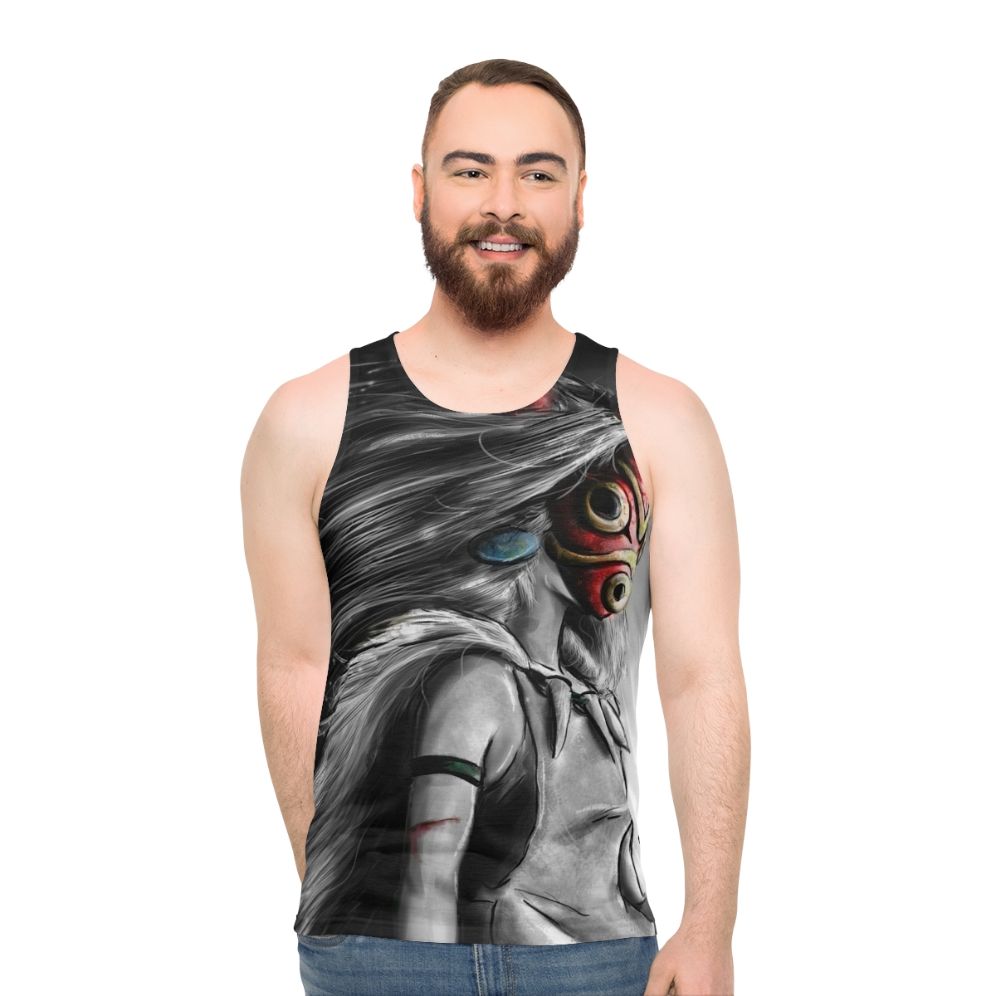 Fierce princess wolf design on unisex tank top