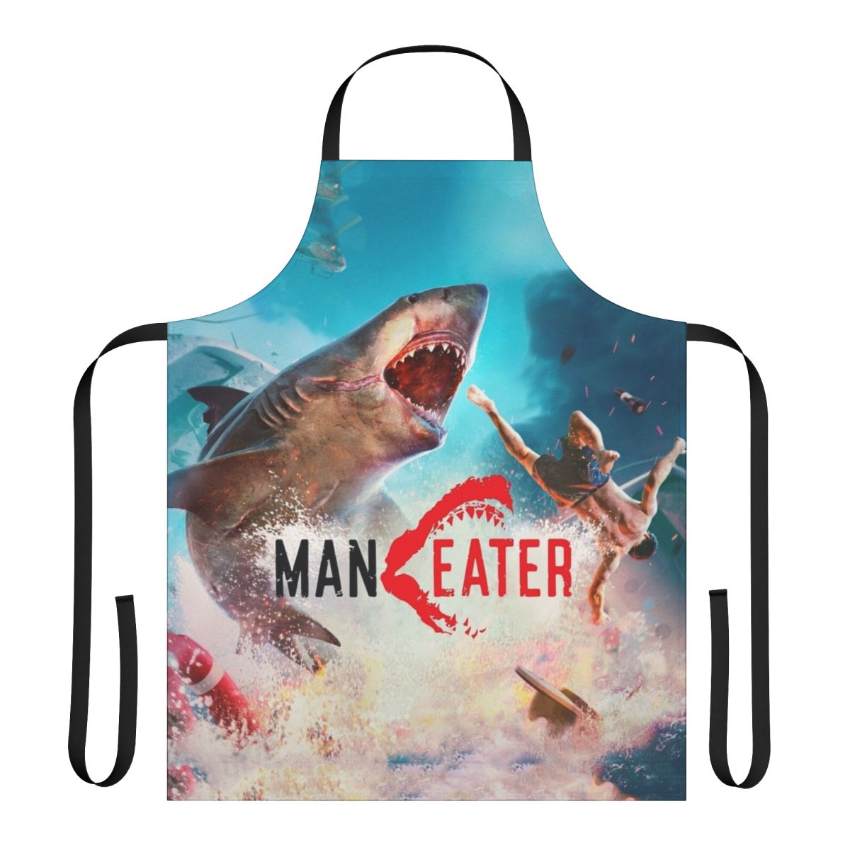 Shark themed apron with fierce predator design