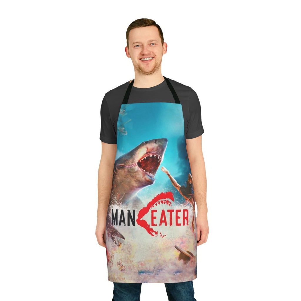 Shark themed apron with fierce predator design