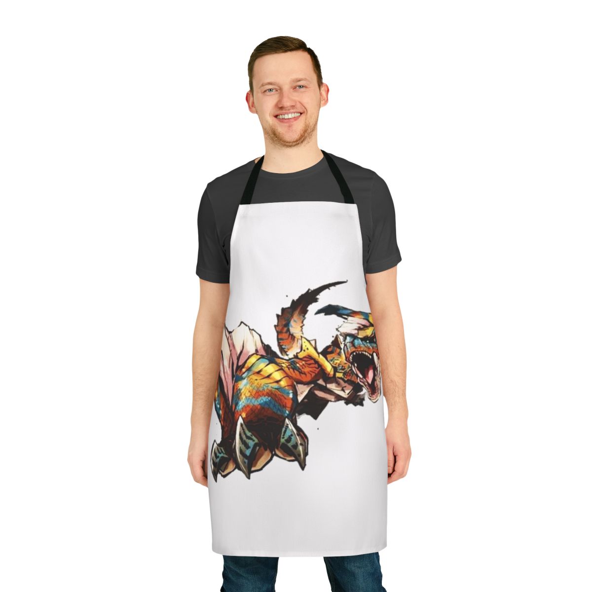Tigrex-themed apron for Monster Hunter enthusiasts