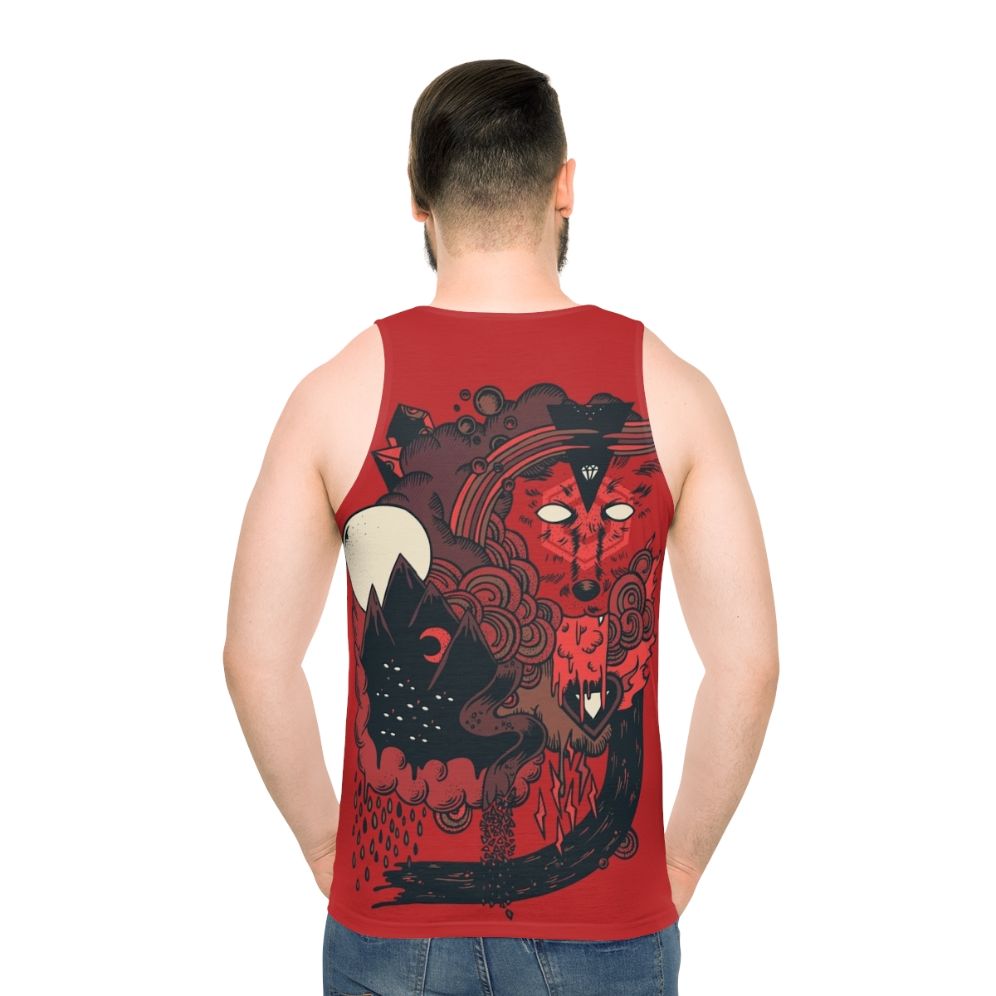 Unisex tank top with a fierce wolf leader design