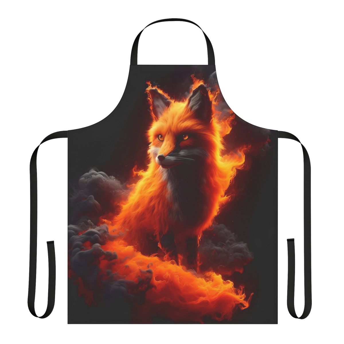 Fiery, abstract-patterned apron with a fox-inspired design, perfect for the kitchen