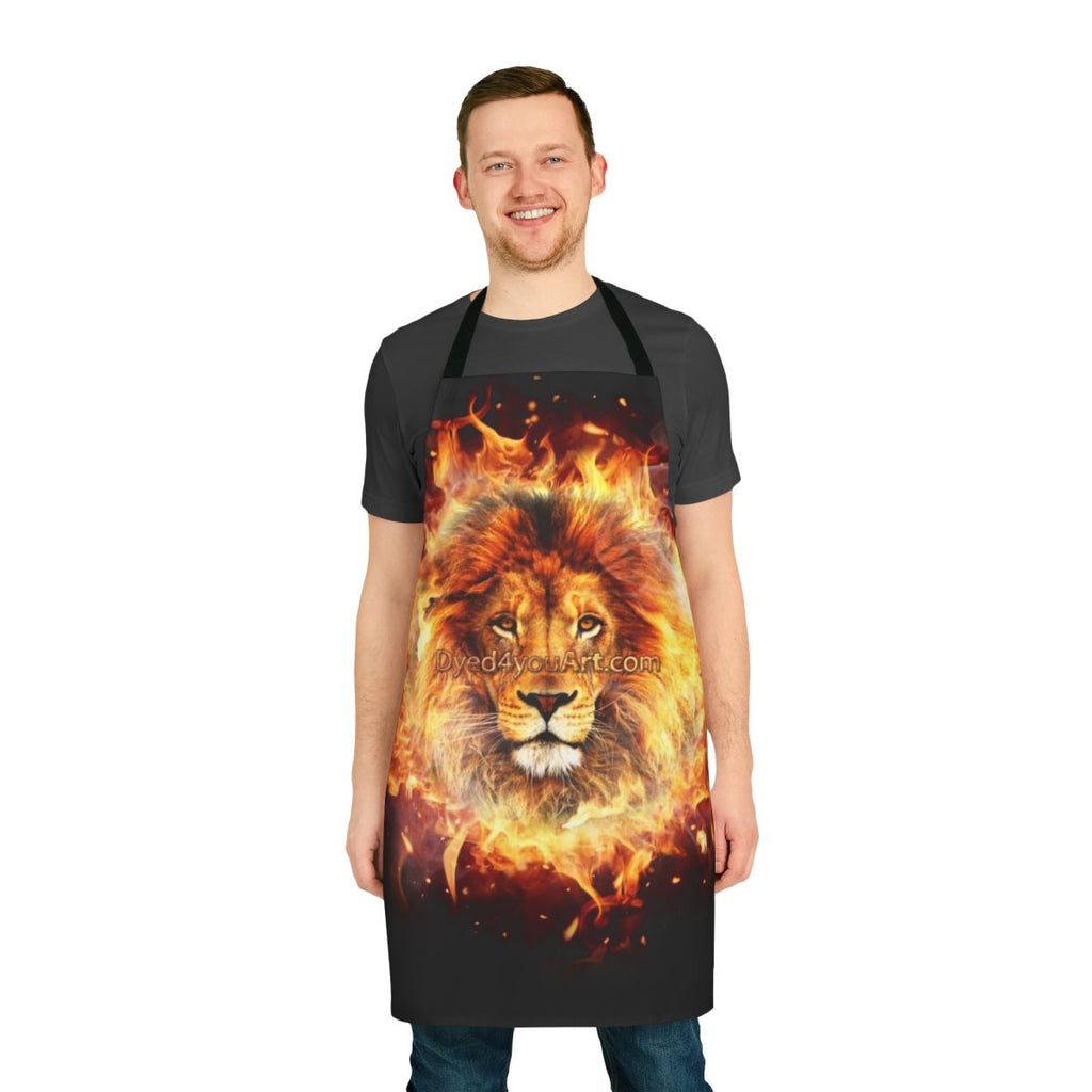 Fiery lion design on a high-quality apron