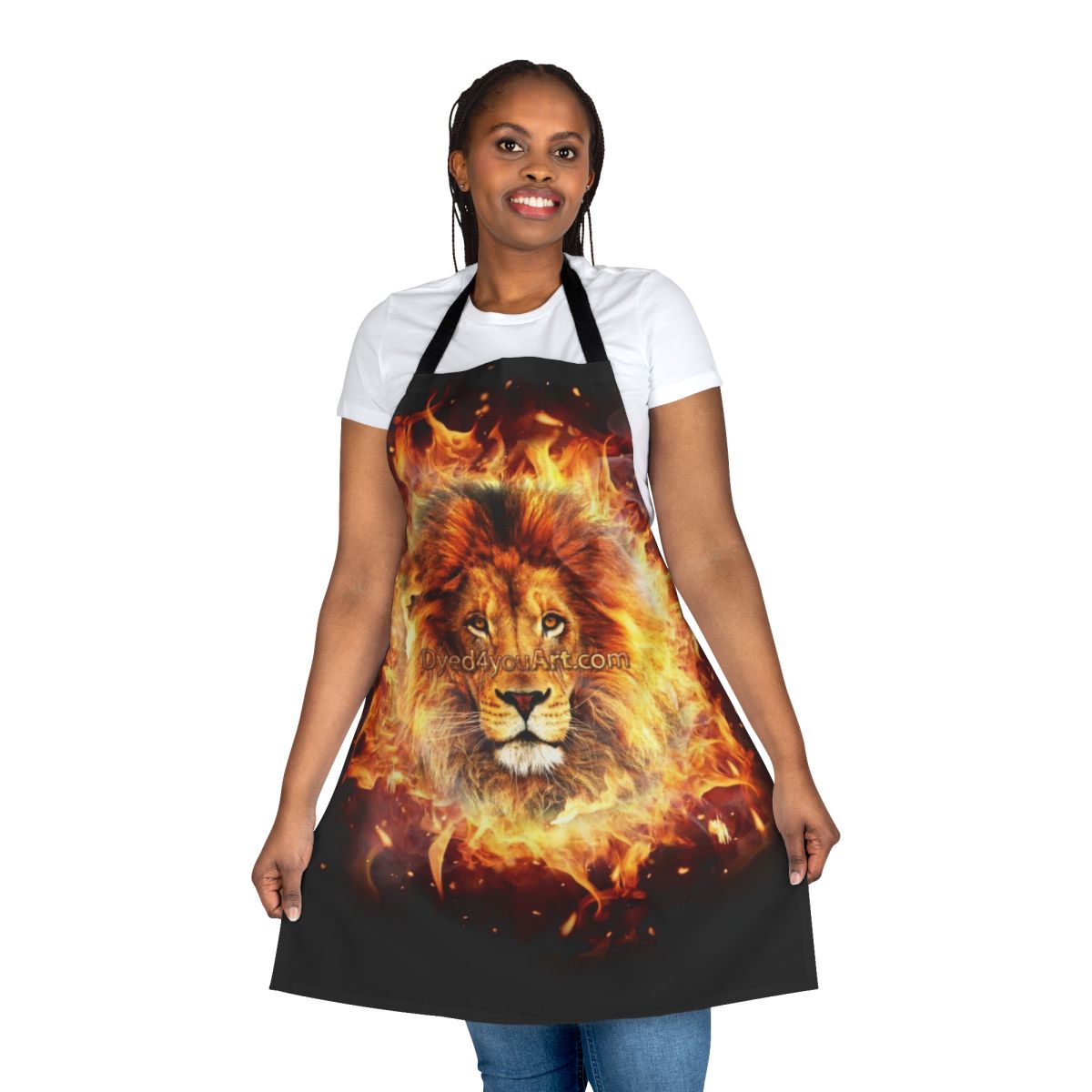 Fiery lion design on a high-quality apron