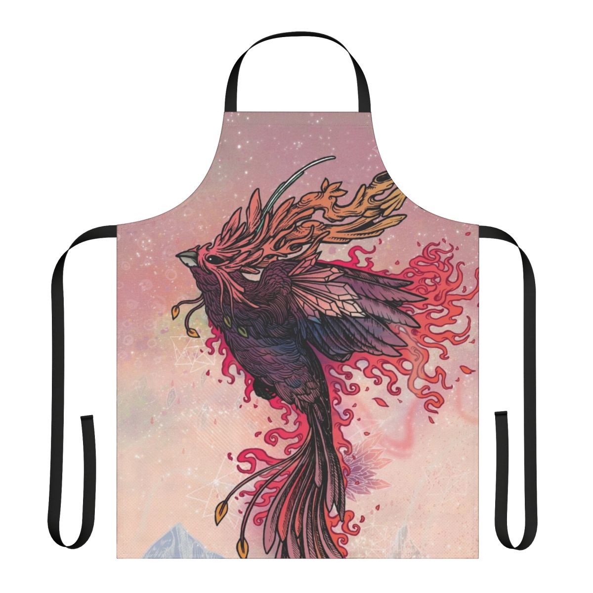 Fiery phoenix design embroidered on a high-quality apron