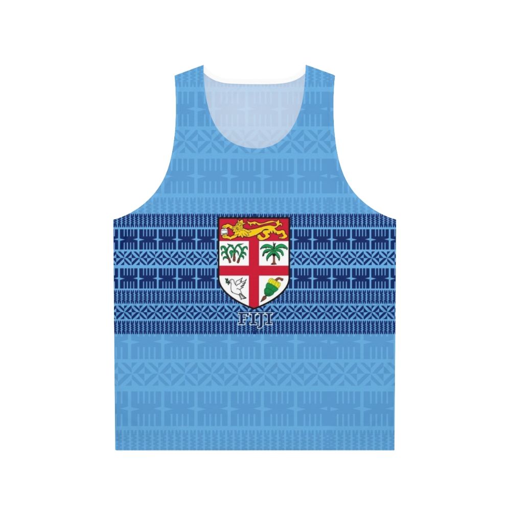 Blue Fiji flag masi tapa unisex tank top