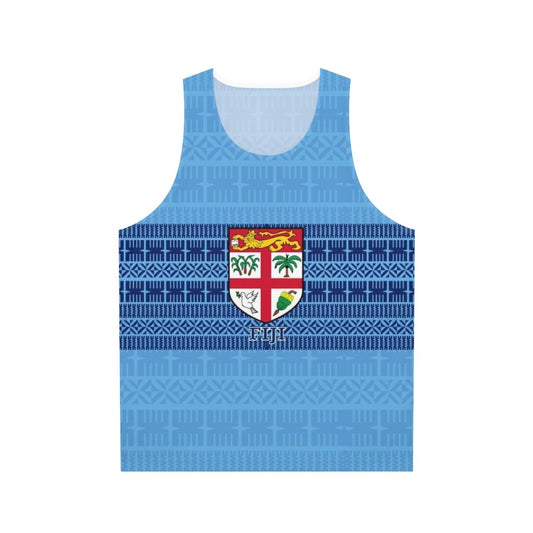 Blue Fiji flag masi tapa unisex tank top