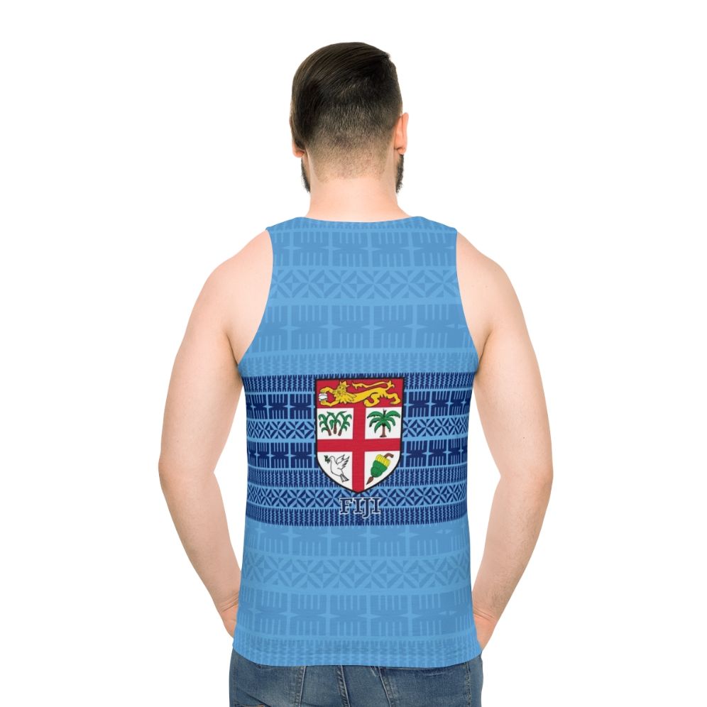 Blue Fiji flag masi tapa unisex tank top