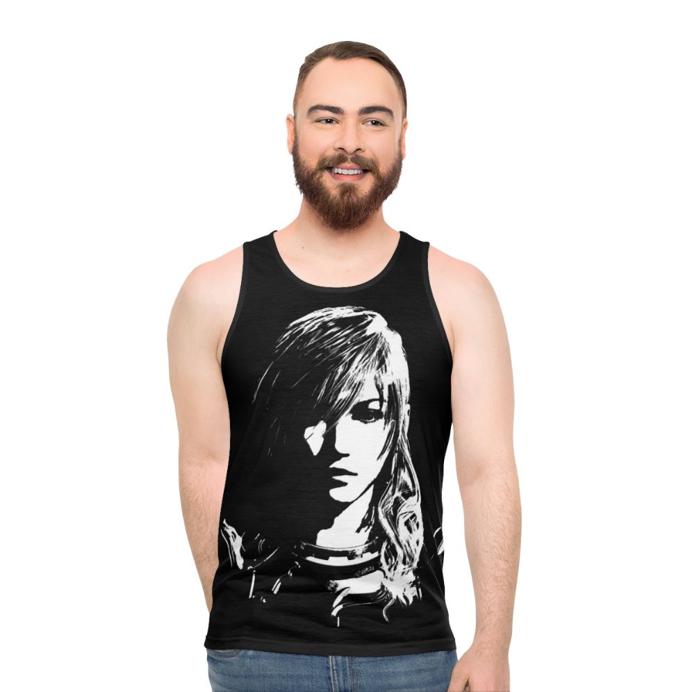 Final Fantasy XIII Lightning Black and White Unisex Tank Top