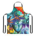 Colorful apron featuring the dragon characters and backgrounds from the Wings of Fire book series