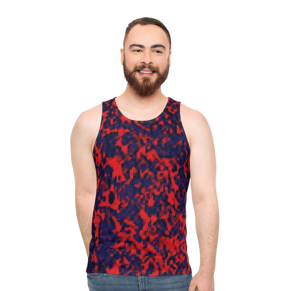 Fireblu unisex tank top with doom-inspired design