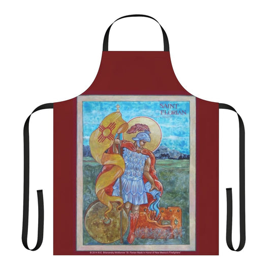 Firefighter apron featuring the St. Florian icon, the patron saint of firefighters