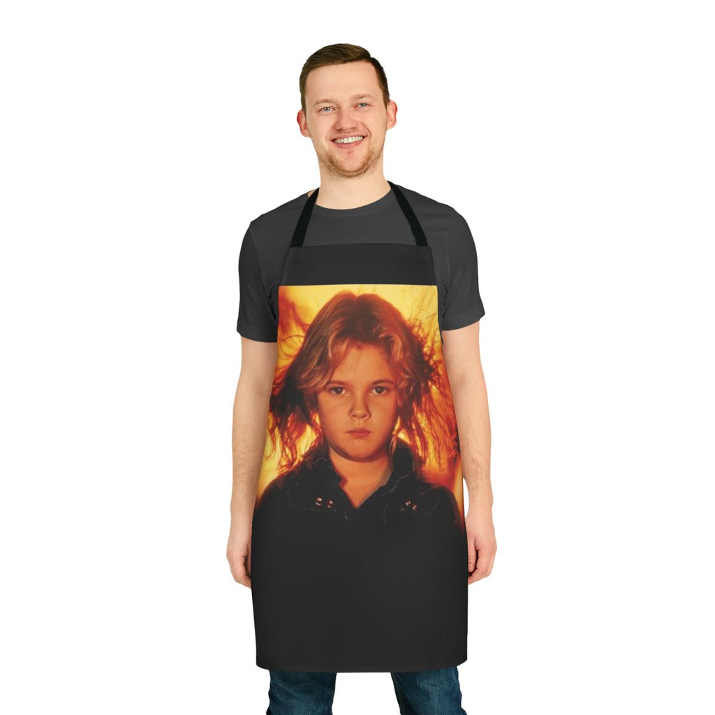 Firestarter-inspired apron with a stylish design and movie-themed graphics