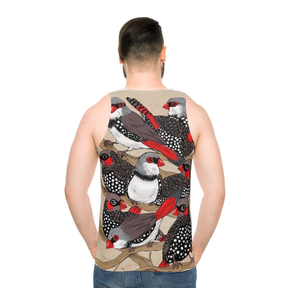 Firetail finch inspired unisex tank top with nature-inspired design