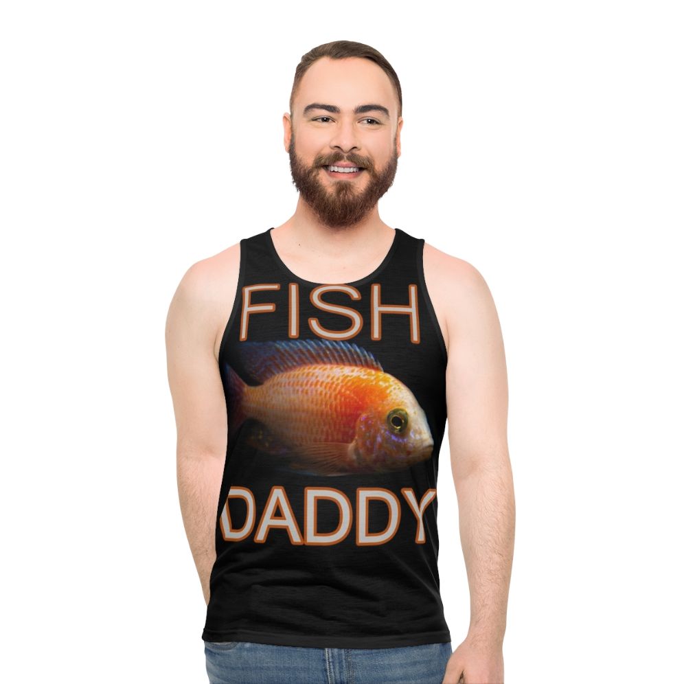 Fish daddy unisex tank top featuring an african cichlid design