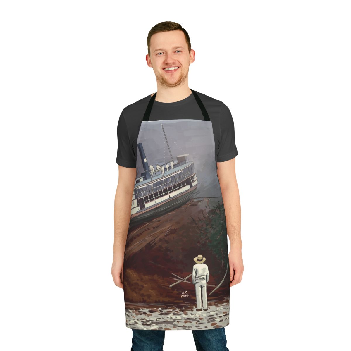 Fitzcarraldo-inspired apron featuring an illustration of the classic film