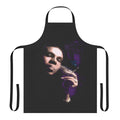 Colorful purple apron with a flamboyant drag queen design, perfect for kitchen use or costume parties.