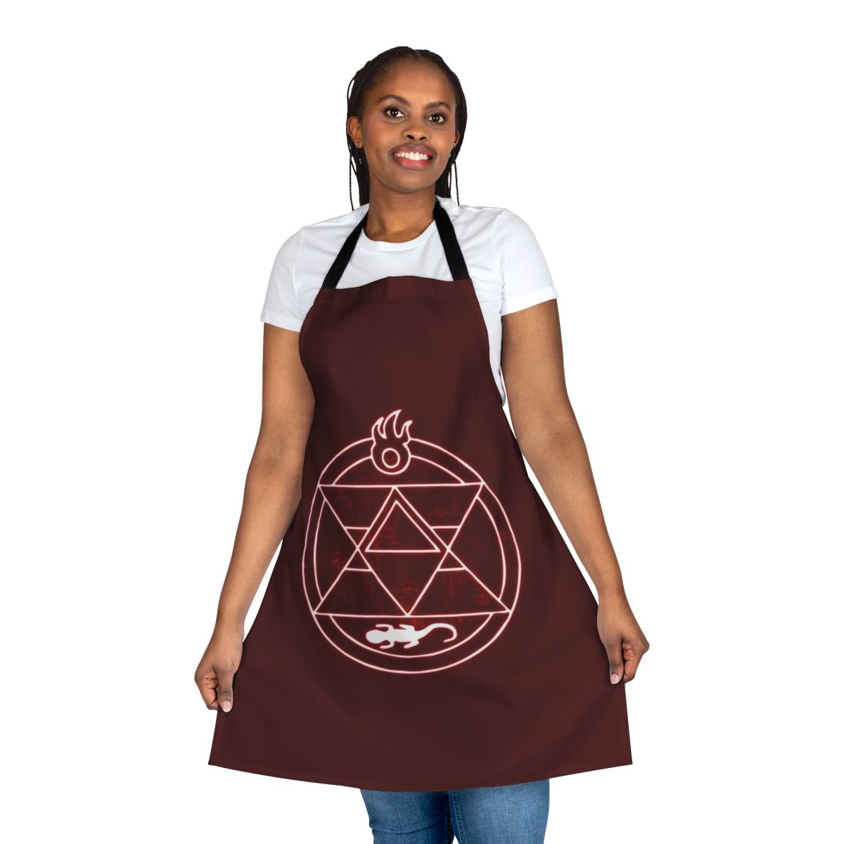 Flame Alchemist inspired apron with fiery design