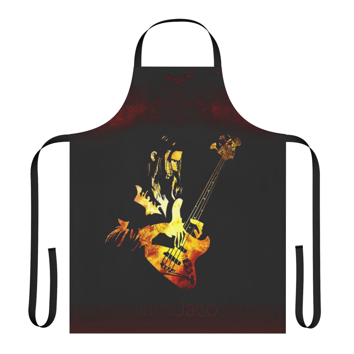 Jaco Pastorius-inspired flame pattern apron for jazz and fusion music fans