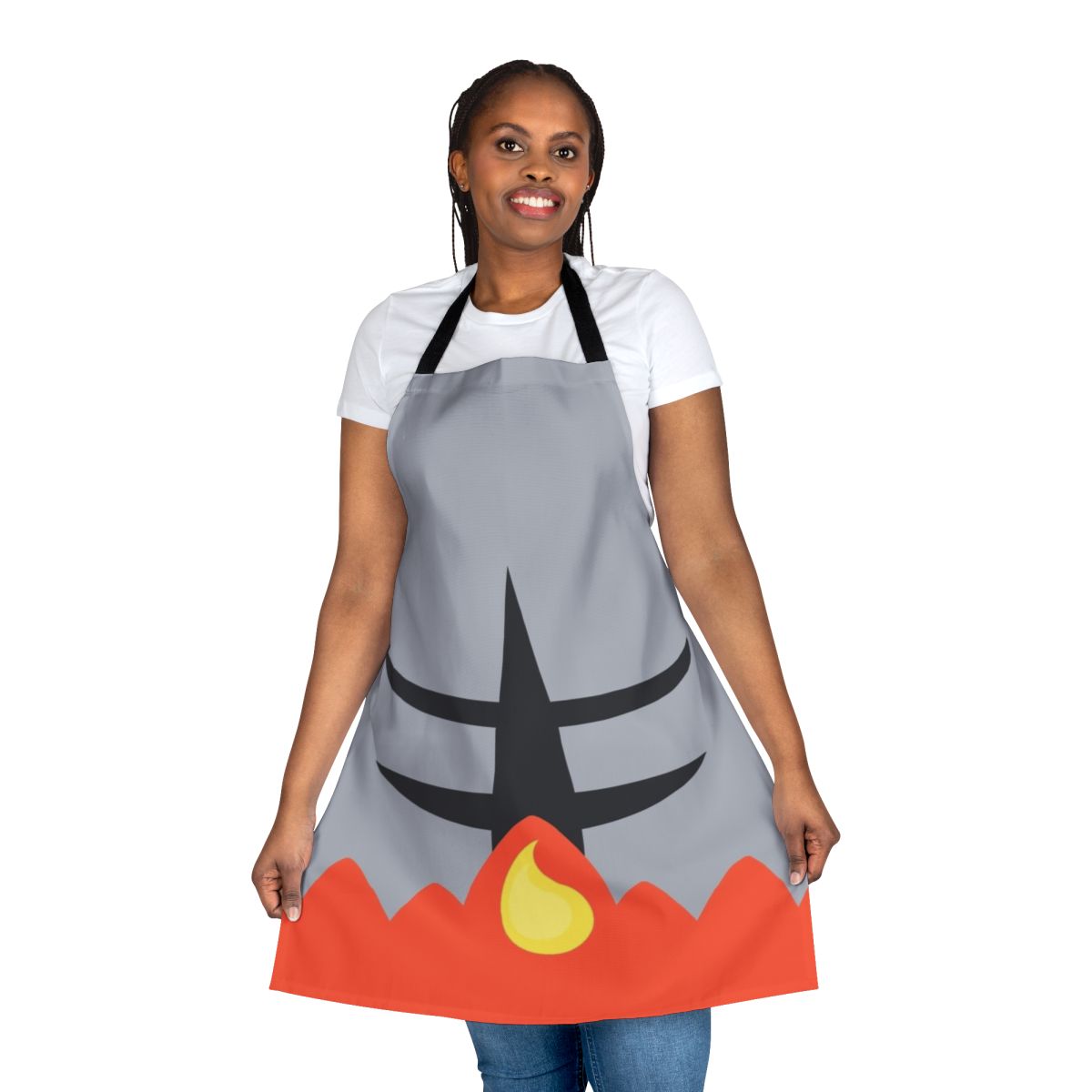 Flame-Inspired Pokemon-Style Apron featuring fire-type Pokemon designs