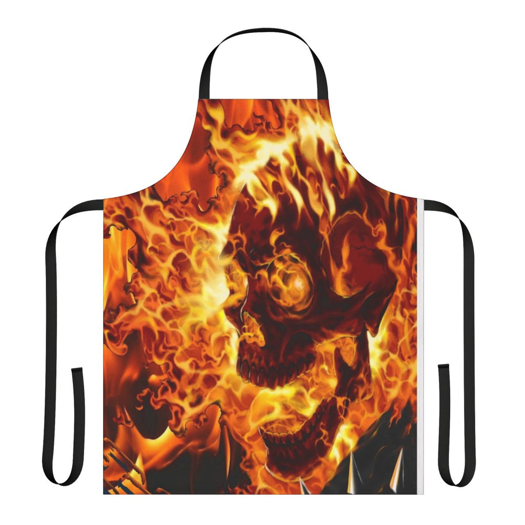 Fiery red and orange apron with a Ghost Rider-inspired design, perfect for the superhero chef.