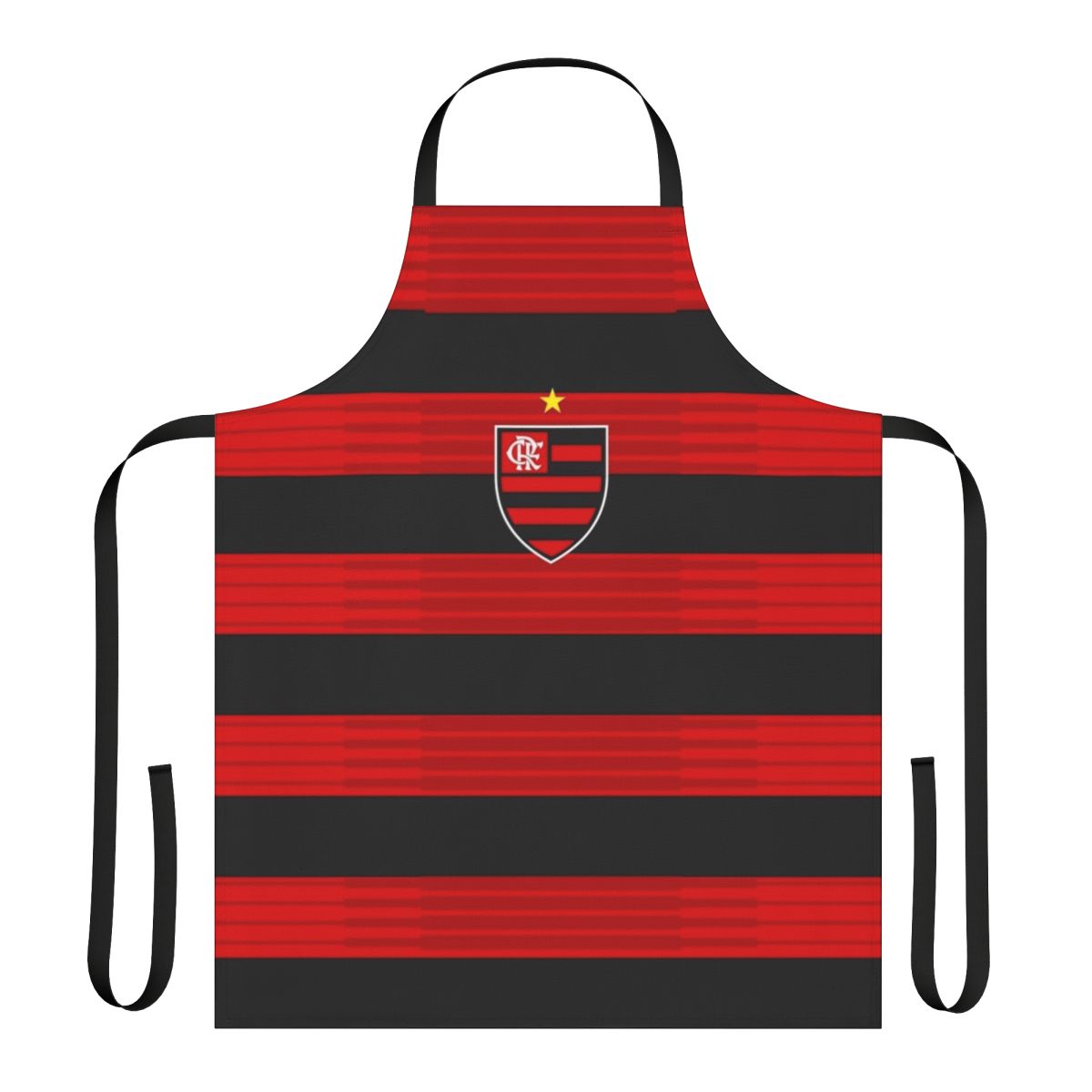 Flamengo-themed apron with the club's iconic red and black colors