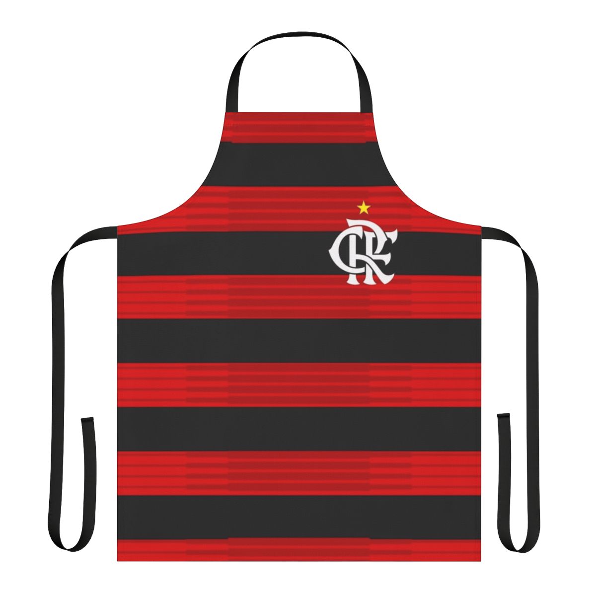 Flamengo-inspired soccer apron with red and black design for Brazilian football enthusiasts
