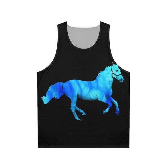 Flaming skull dartboard on a unisex tank top