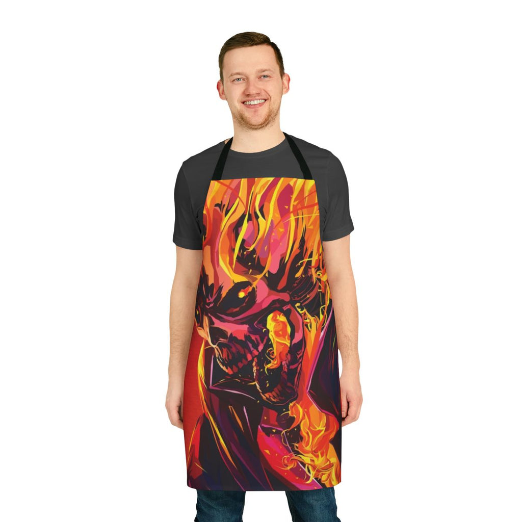 Flaming skull design Ghost Rider inspired apron