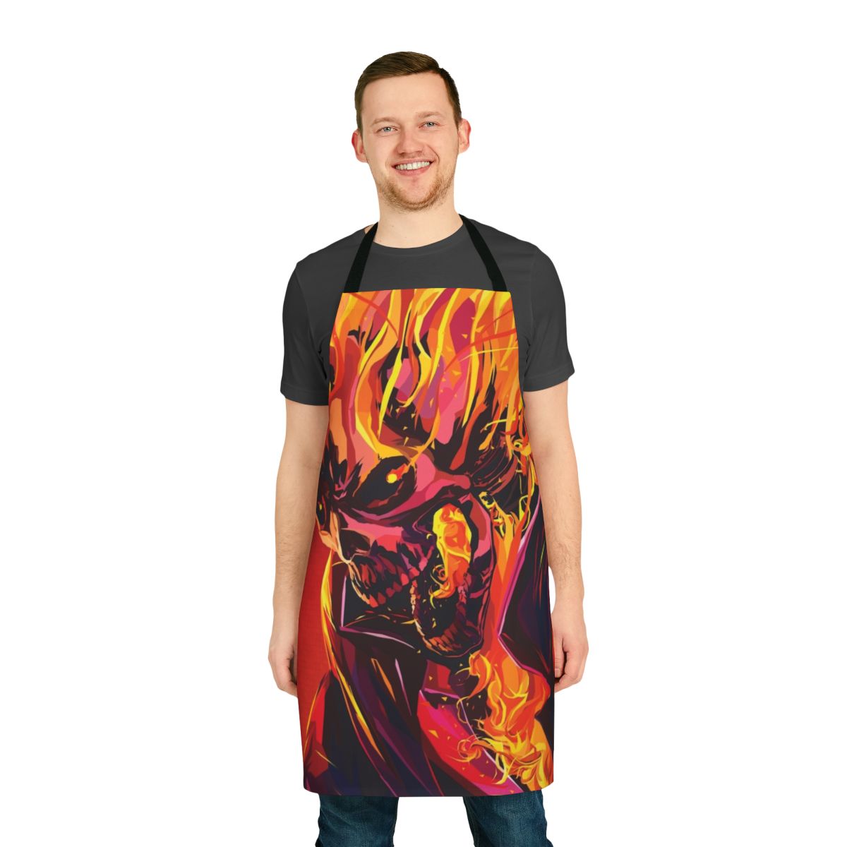 Flaming skull design Ghost Rider inspired apron
